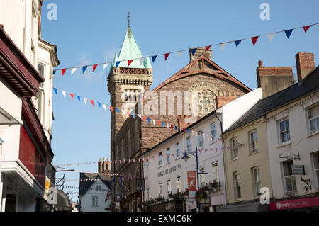 Turm der Markthalle bauen, Abergavenny, Monmouthshire, South Wales, UK Stockfoto