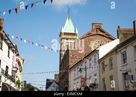 Turm der Markthalle bauen, Abergavenny, Monmouthshire, South Wales, UK Stockfoto