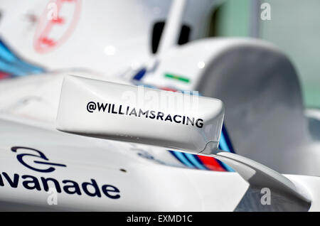 2014-Williams Formel1-Wagen - Nahaufnahme von Außenspiegel Stockfoto