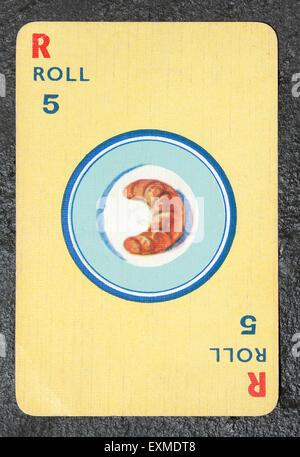 Vintage Menuette Essen Spielkarte - Brötchen Stockfoto