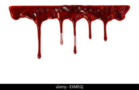 Blut tropfte auf weißem Hintergrund Stockfoto