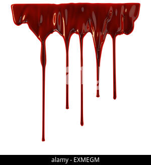 Blut tropfte auf weißem Hintergrund Stockfoto