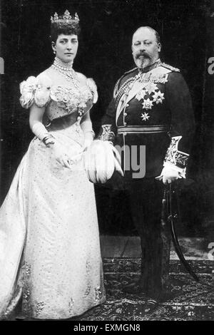 Porträt des T.M. König Edward VII. Und Königin Alexandra, Alexandra von Dänemark, Kaiserin von Indien, Albert Edward, König von Großbritannien, König von Großbritannien, alter Jahrgang 1900s Bild Stockfoto