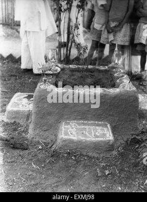 Eine neu gepflanzte Tulsi-Baum im Sevagram Ashram; 1944 NICHT HERR Stockfoto