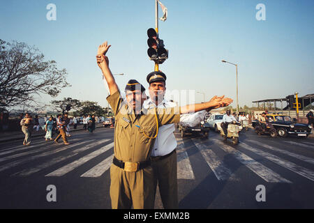 Polizei Verkehrskontrolle Ausbildung lernen bombay mumbai maharashtra indien asien Stockfoto