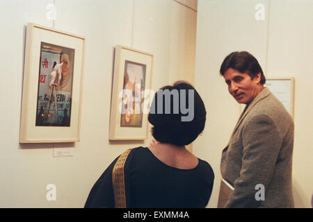 Indische Bollywood-Schauspieler Amitabh Bachchan Kunstausstellung Galerie Mumbai Indien Stockfoto