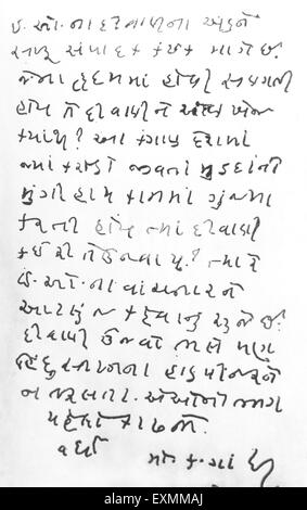 mahatma gandhi handgeschriebener Briefartikel in Gujarati, 1940, Indien, Asien, alter Jahrgang 1900s Bild Stockfoto