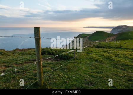 Sonnenuntergang von Thorncombe Leuchtfeuer, Eype unten, in der Nähe Bridport, Dorset Stockfoto