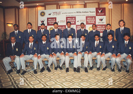 Indian Cricket Team for Australia, Sachin Tendulkar, Kapil Dev, Sourav Ganguly, Harbhajan Singh, Rahul Dravid, Indien, Asien, Wills Sport, Wills Indian Team Stockfoto