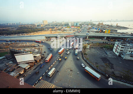 Bandra-Überflugbrücke, Mumbai-Antenne, Bombay, Mumbai, Maharashtra, Indien, Asien Stockfoto