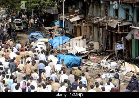 Terror Bombe Explosion Website Menschen Zaveri Bazaar Kalbadevi Bombay Mumbai Indien Stockfoto