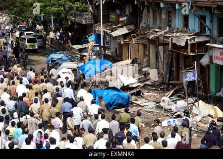 Menge Bomb Blast site Menschen Zaveri Basar Kalbadevi Bombay Mumbai Maharashtra Indien - mpd 112624 Stockfoto