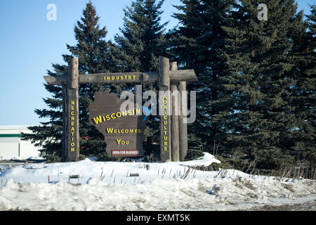 Willkommen in Wisconsin melden Sie sich an die Form des Staates. Superior-Wisconsin-WI-USA Stockfoto