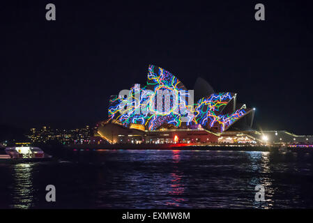 Lebendige Festival, Lichtinstallation, Sydney Opera House, Australien Stockfoto