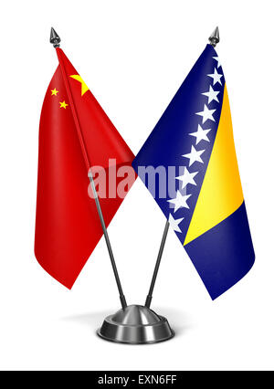 China, Bosnien und Herzegowina - Miniatur-Flags. Stockfoto