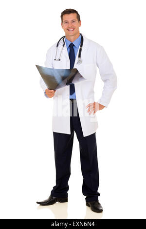 gut aussehend männlichen Mitarbeiter mit x-ray isoliert auf weiss Stockfoto