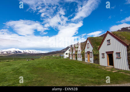 Die alte Laufás Farm in der Nähe von Akureyri in Nordisland Stockfoto