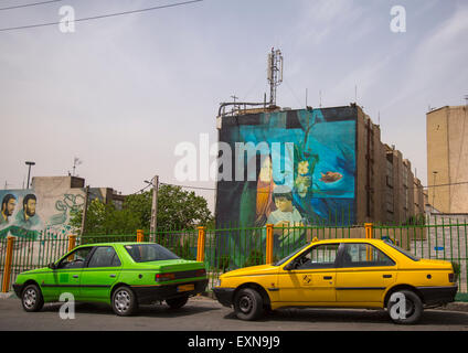 Propaganda-Plakat In der Straße, Shemiranat County, Teheran, Iran Stockfoto