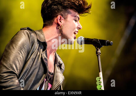 Die Kolors führt live auf Estathè Markt Sound in Mailand, Italien, am 15. Juli 2015 Stockfoto