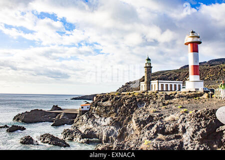 Fuencaliente Leuchtturm auf der Südseite von La Palma, Spanien. Stockfoto