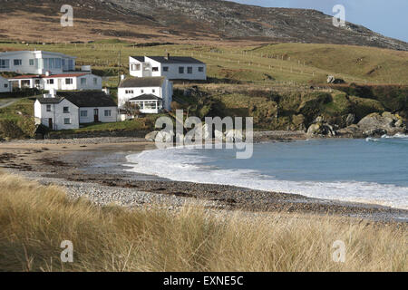 Seaside Cottages County Donegal, Pollan Bay in der Nähe von Ballylffin auf die Inishowen Halbinsel County Donegal Ireland Stockfoto