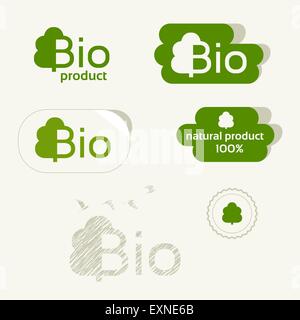 Bio-Logo, Umweltzeichen, Naturprodukt Zeichen, Bio-Icon-set Stock Vektor