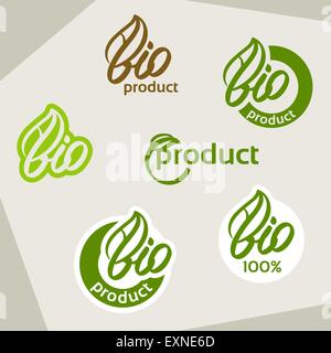 Bio-Logo, Umweltzeichen, Naturprodukt Zeichen, Bio-Icon-set Stock Vektor