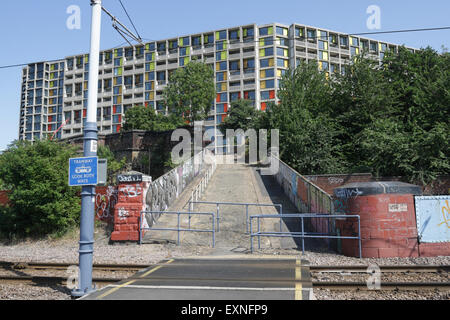 Refurbished Residential Park Hill Flats Sheffield England. Innenstadtwohnungen Stockfoto