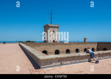 Montjuic Burg (Castillo de Montjuich) alte Militärfestung an jüdischen Berg in Barcelona, Spanien Stockfoto