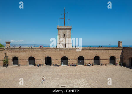 Montjuic Burg (Castillo de Montjuich) alte Militärfestung an jüdischen Berg in Barcelona, Spanien Stockfoto