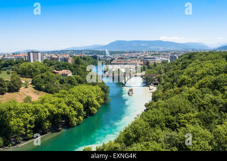 Luftaufnahme der Stadt Genf in der Schweiz Stockfoto