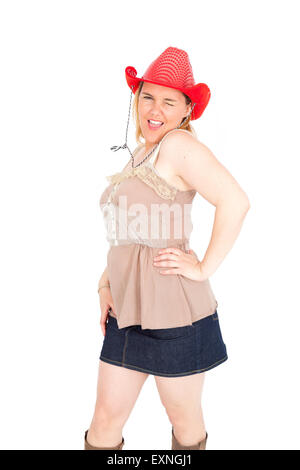 Schöne Cowgirl dabei verschiedene Ausdrücke Stockfoto