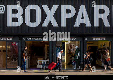 Die Boxpark, Shoreditch, London, England Stockfoto