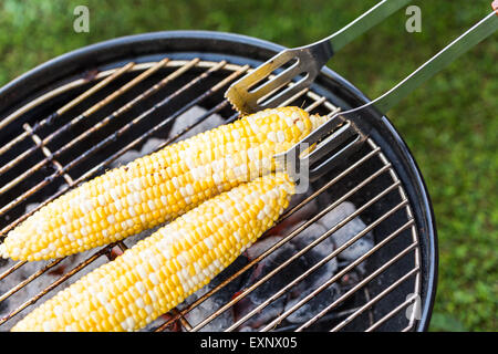 Kleine Sommer-Picknick mit Limonade und Hamburger in den Park. Stockfoto