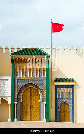 Eingang zum Sultanat Palast, Dar el Makhzen, Fes, Marokko Stockfoto