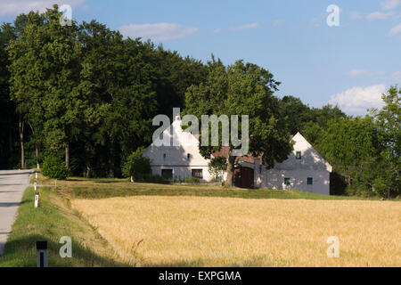 Ein typisches Waldviertler Bauernhaus in der Nähe von Mittelberg in Niederösterreich im Sommer Stockfoto