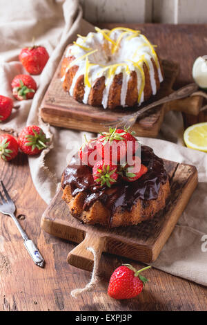Schokolade und Zitrone Kuchen Stockfoto