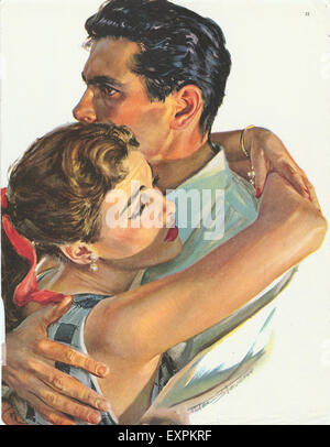 1950er Jahren USA Geschichte Illustration romanischen Zeitschrift Platte Stockfoto
