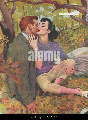 1950er Jahren USA Geschichte Illustration romanischen Zeitschrift Platte Stockfoto