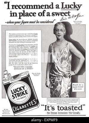 1920er Jahren USA Lucky Strike Magazin Anzeige Stockfoto