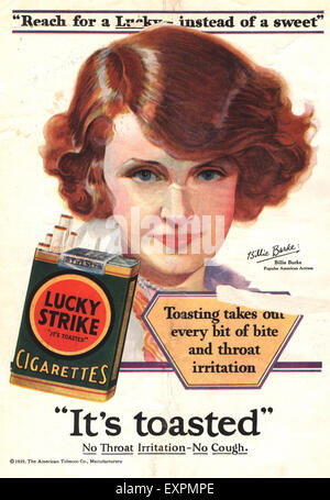 1920er Jahren USA Lucky Strike Magazin Anzeige Stockfoto