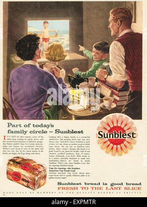 1950er Jahre UK Sunblest Brot Magazin Anzeige Stockfoto