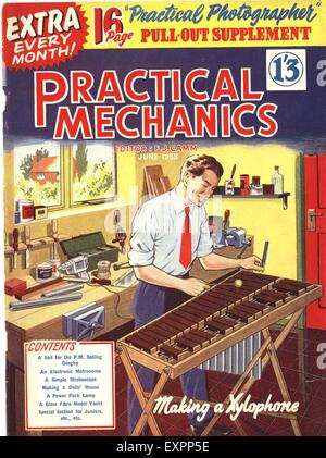 1950er Jahre UK praktische Mechanik Magazin-Cover Stockfoto