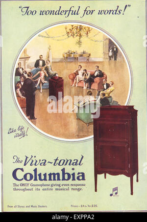 1910er Jahre USA Columbia Magazin Anzeige Stockfoto