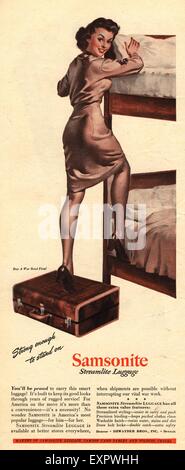 1940er Jahren USA Samsonite Magazin Anzeige Stockfoto