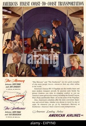 1940er Jahren USA Airlines Magazin Anzeige Stockfoto