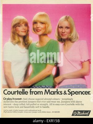 1970er Jahre UK Marks and Spencer Magazin Werbung Stockfoto