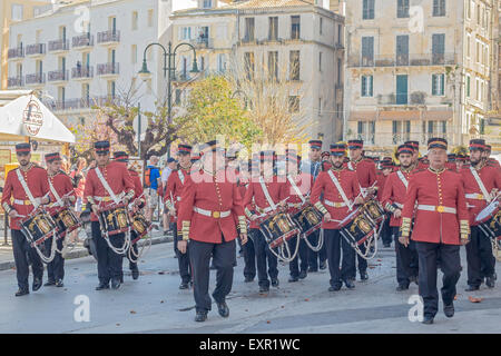 Eine Marching Band Corfu Ionische Inseln Griechenland Stockfoto