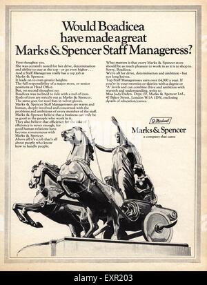 1970er Jahre UK Marks and Spencer Magazin Werbung Stockfoto