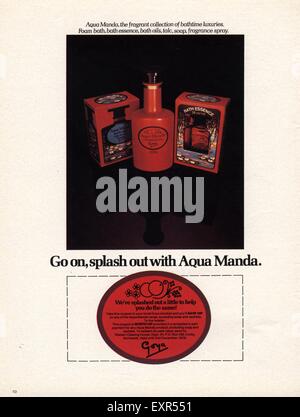 1970er Jahre UK Aqua Manda Magazin Anzeige Stockfoto